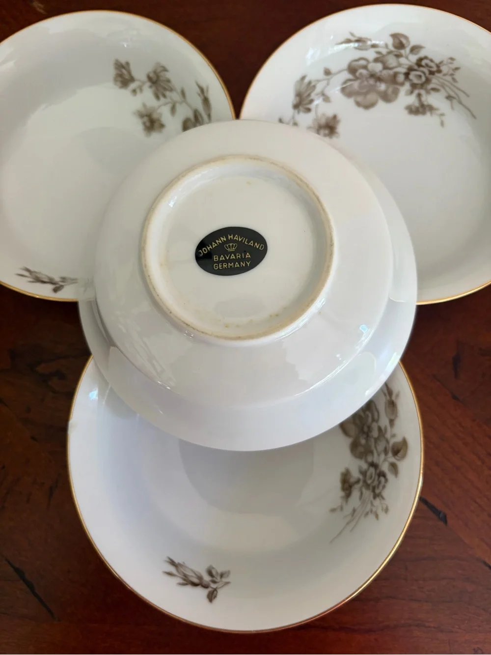 Vintage Johann Haviland Twilight Rose Set of 4 Berry Bowls, Bavaria Germany,